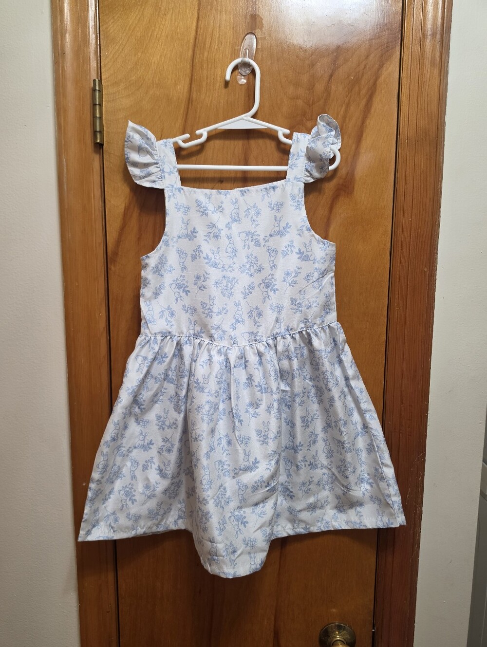 Little Lass Light Blue Floral Ruffle-Shoulder Girls Dress, Size 6x